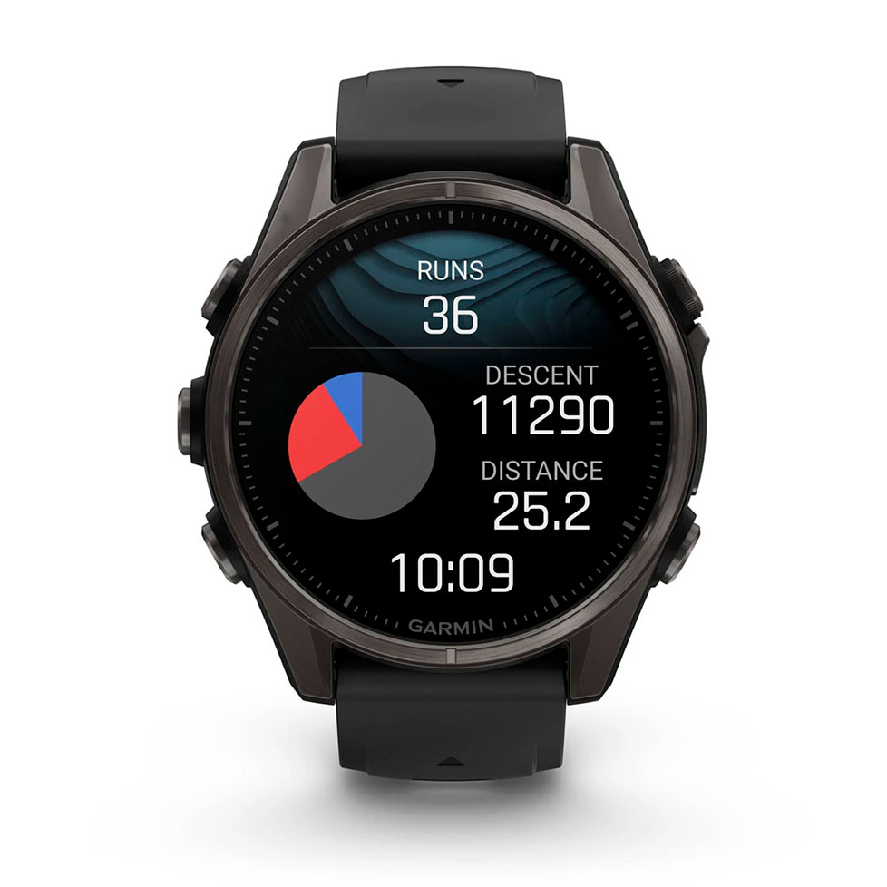 Спортивний годинник Garmin Fenix 8 43mm AMOLED Sapphire Carbon Gray DLC Tit. w. Black/Pebble Gray S. Band (010-02903-20/21)