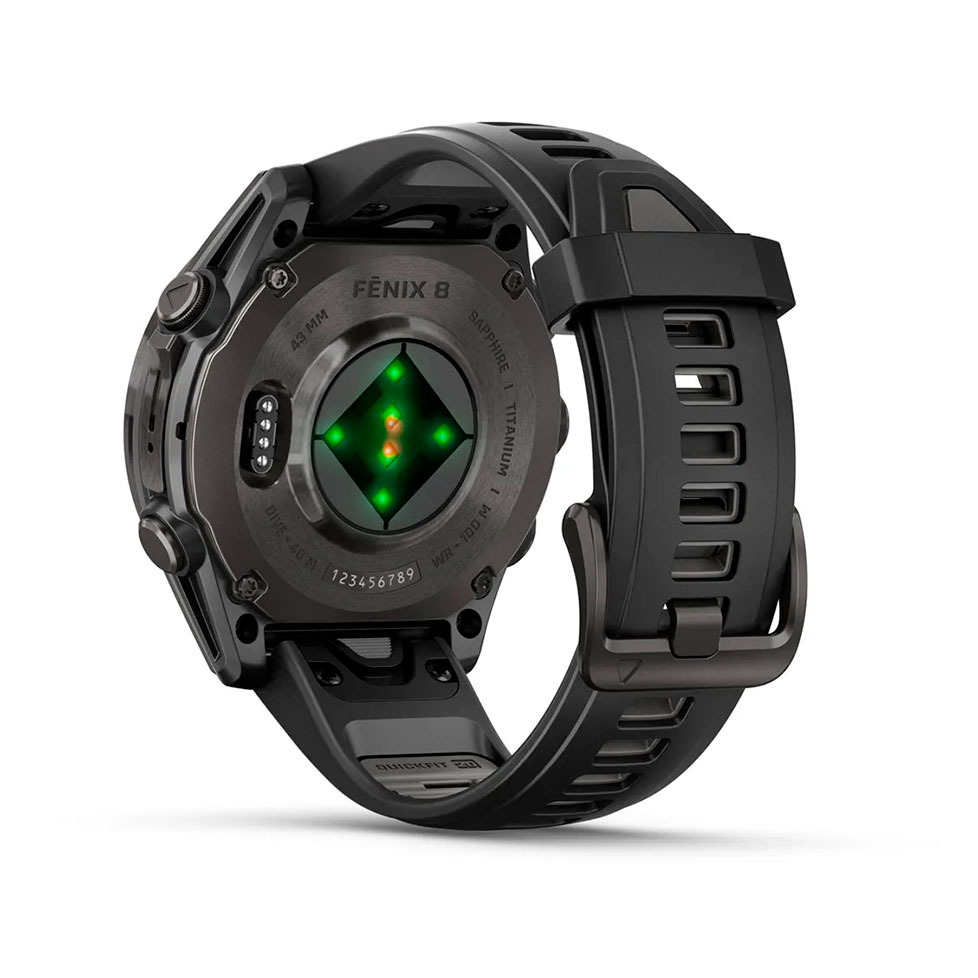 Спортивний годинник Garmin Fenix 8 43mm AMOLED Sapphire Carbon Gray DLC Tit. w. Black/Pebble Gray S. Band (010-02903-20/21)
